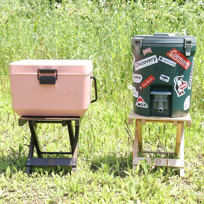 쿨러 워터저그 받침대  캠핑 미니테이블 스툴, 라이트 브라운, 1개