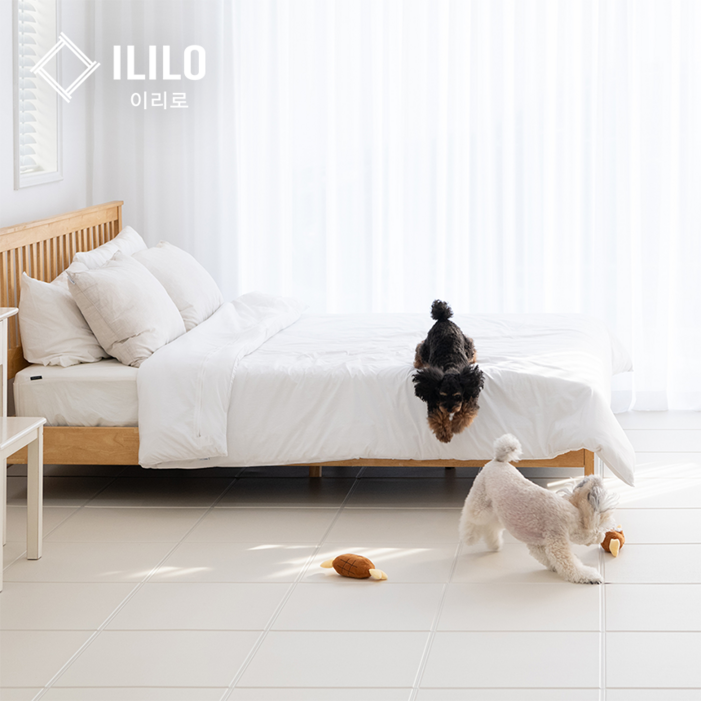 이리로 강아지 슬개골탈구예방 미끄럼방지 방수 애견 접이식 타일 매트, 앞면 리얼러그  뒷면 그레이, 1개