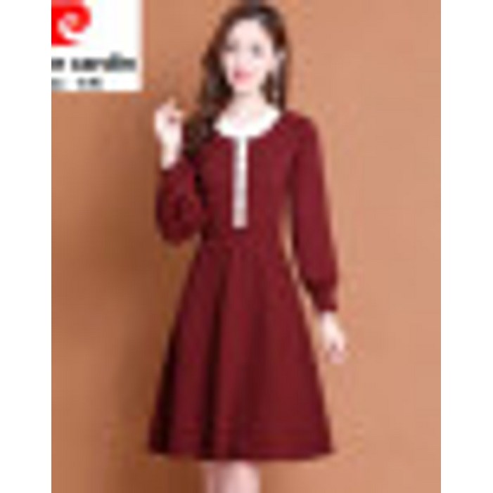 아가씨 일기 동대문 구매 대행 피에르 가르뎅 여성복 초가을 신작 레드 니트 드레스 여성복  서양식 작은 기질 봄 가을 겨울 스커트 가을 전승 대추