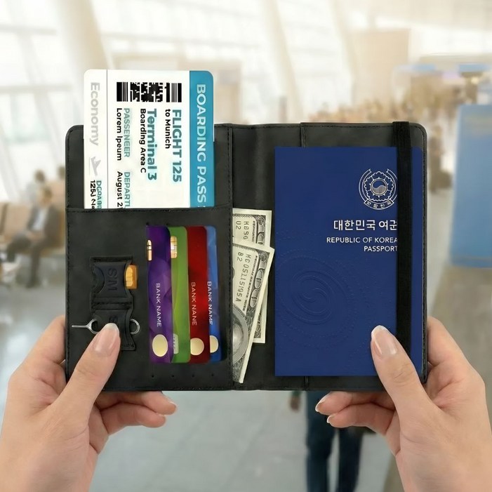 리니드 여권 지갑 RFID차단 여행용 파우치