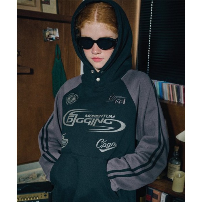 매장정품 꼼파뇨 CPGN 디깅 블록 레글런 후드티 챠콜