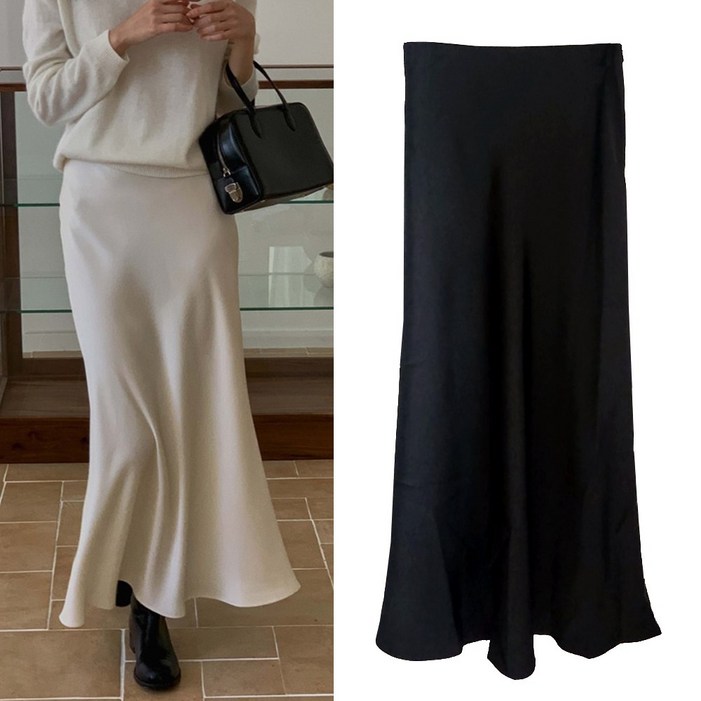 새틴 밴딩스커트 실키 머메이드 롱스커트 8칼라