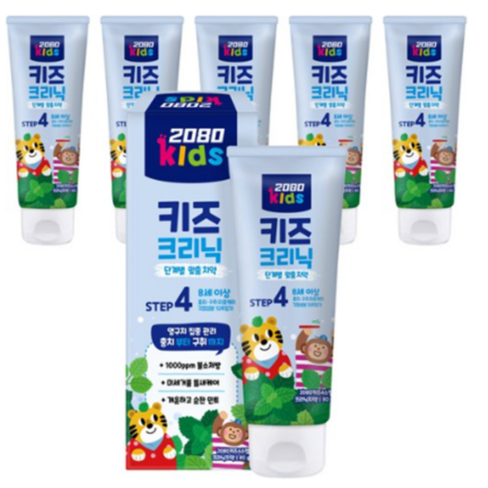 2080 키즈크리닉 4스텝 치약 80g 6개 2080 키즈크리닉 4스텝 치약 80g 6개