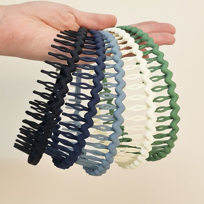 미다미 컬러플 빗살 고정용 남여공용 헤어밴드 머리띠 데일리 심플 머리띠5종세트