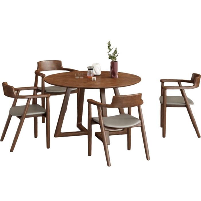 아르나크 원목 원형식탁 라운드 테이블 의자 세트 인테리어 카페 감성 식탁 우드 2인용 4인용, 4인용, 우드