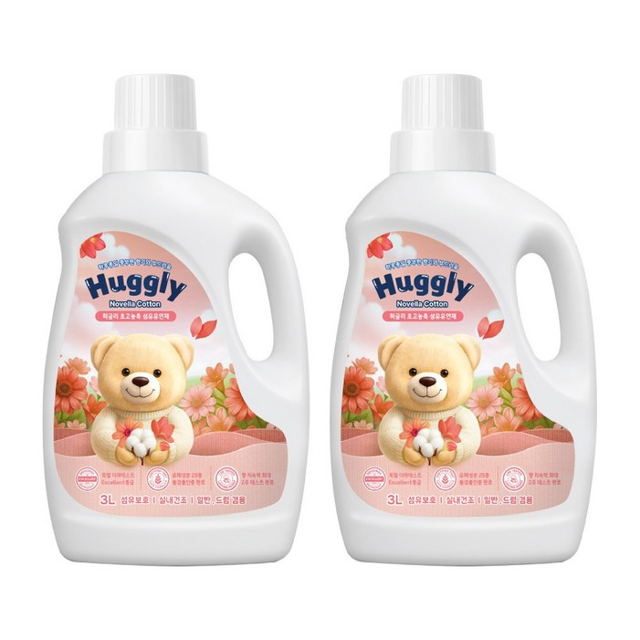 허글리 초고농축 섬유유연제 노벨라코튼, 2개, 3L