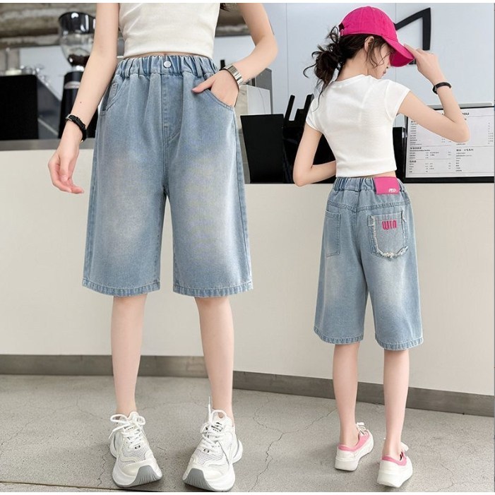 아이짱 아동용 초등학생 중학생 wln여름 5부 가벼운 데님 반바지