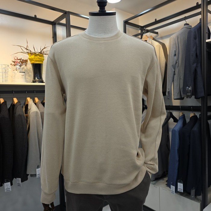 슬림형 라운드 베이지 티셔츠 TRHAL4F33846134 세정트레몰로