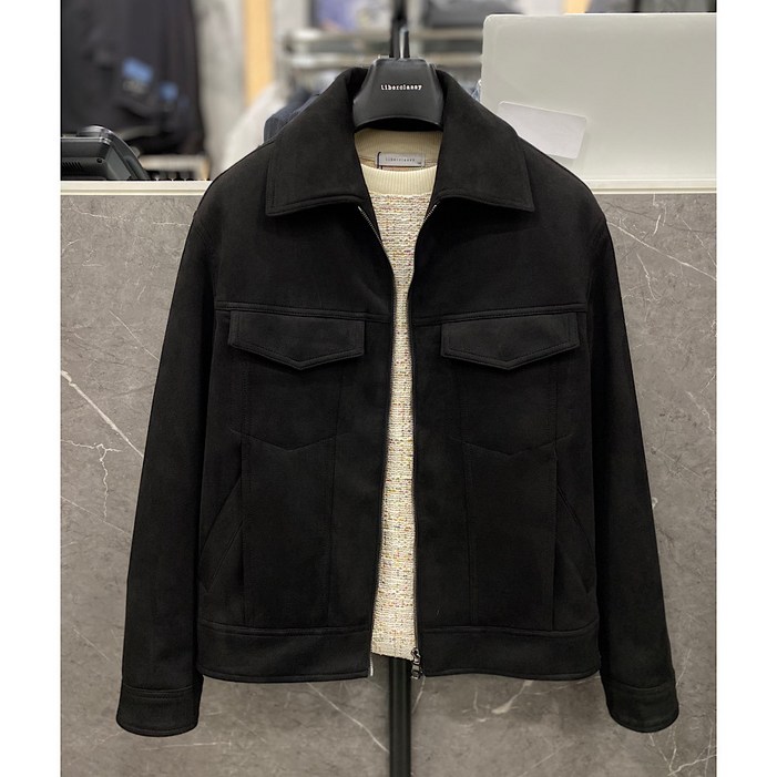 리버클래시 26SS 블랙 스웨이드 집업 오버핏 트러커 점퍼LMS22703DG