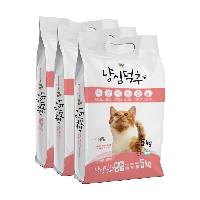 냥심덕후 고단백 고양이 대용량 사료, 5kg, 3개, 닭