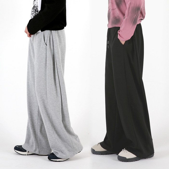 음 남성용 사이드 핀턱 포인트 와이드 트레이닝 팬츠