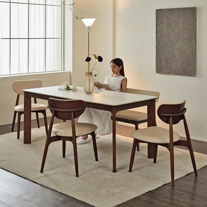 웰퍼니쳐 소아베 포세린 세라믹 천연 원목식탁 1800