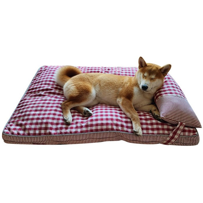 쓰리몰 사각 강아지 방석 애견 쿠션 고양이 침대 매트리스 커버 분리형 대,중,소, 브라운, 1개