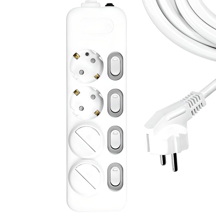 써지오 개별 스위치 멀티탭 4구 DH-1648-MT + 안전커버 2p