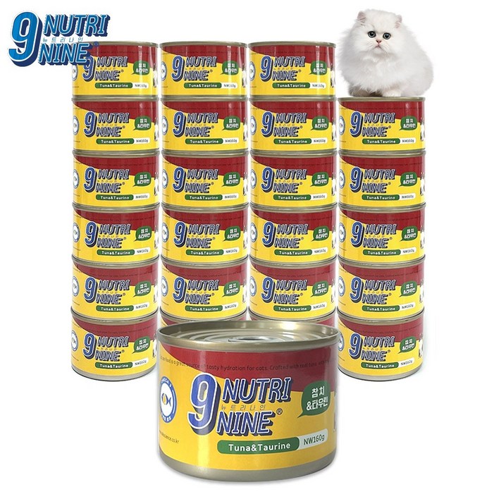 순수참치 뉴트리나인 참치 타우린 160g 24개 고양이캔 습식사료 캔 길고양이 간식 통조림 고양이밥 고양이먹이, 참치 타우린, 160g, 24개
