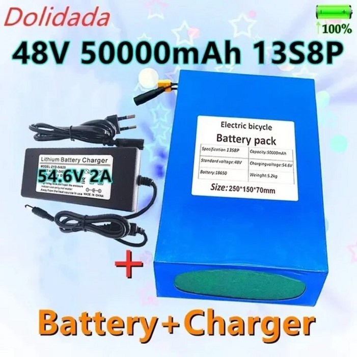 2021 새로운 48V 50000mAh 배터리 18650 13S8P 리튬 배터리 팩 1000W 전기 자전거 배터리 충전기와 내장 50A BMS|Battery Packs|