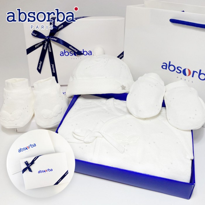 압소바 신생아 출산 선물세트 저고리 신생모 손싸개 발싸개 4종 선물포장