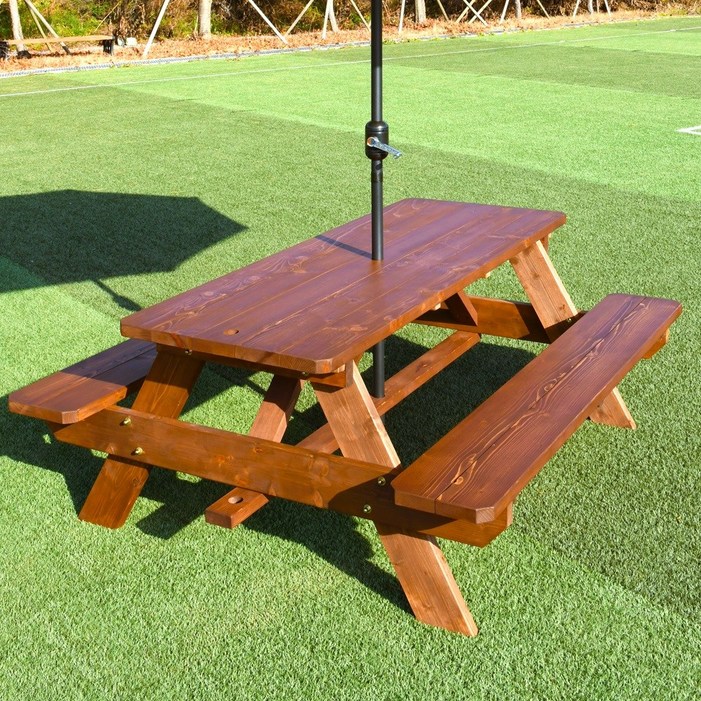 100 통원목 엉클트리 일체형 야외 테이블 튼튼한 볼트너트 체결