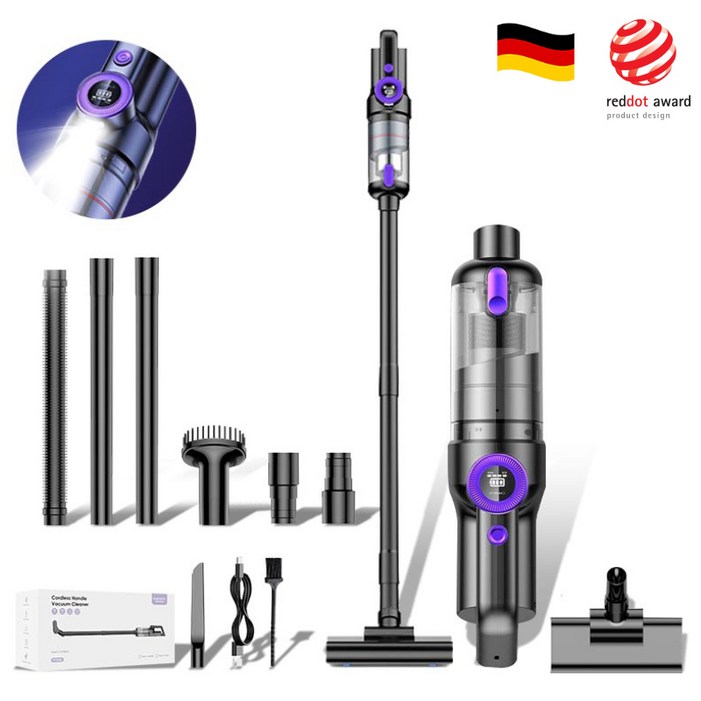 국내발송 RichMagic 독일 16000pa브러시리스 더블 모터 강흡입력 디지털 디스플레이 LED 가정용 차량용 다용도 멀티 청소기