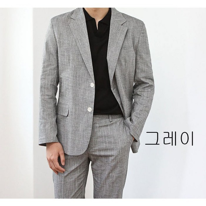 제이웰남자 봄 여름 고퀄 린넨 스판 시원한 쿨 셋업 정장 수트 자켓