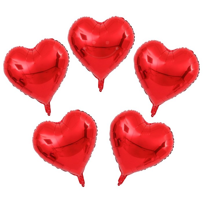 하트 은박풍선45cm 파티용품 에브리띵스마일 1103, 5개, 레드