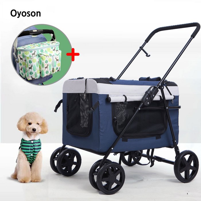 OYOSON 강아지유모차 개모차 유모차 중형견 고양이 펫 트레일러강아지 산책 간식주머니 훈련가방