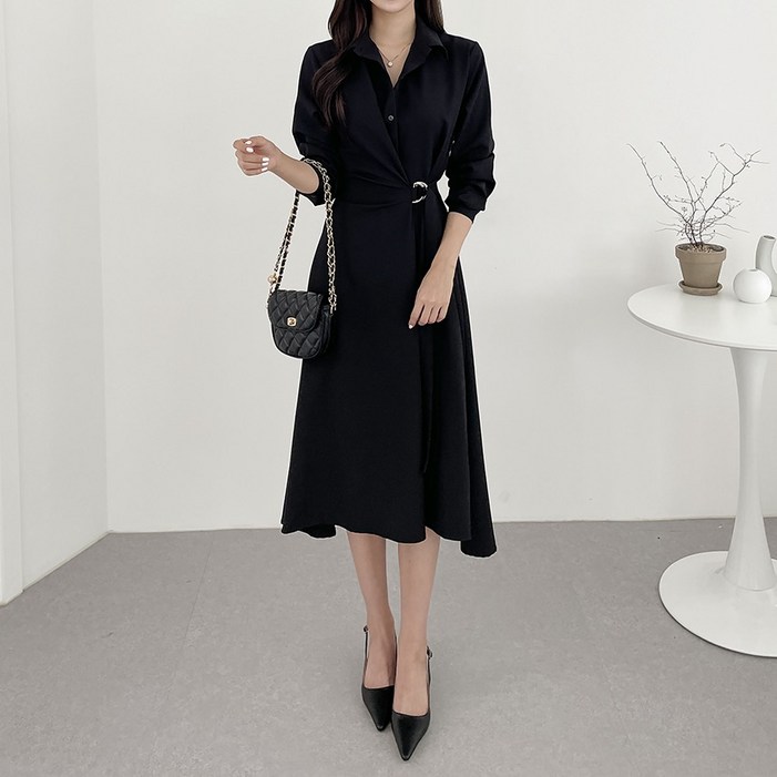 유니니코코 벨티드 고품격 롱원피스 하객원피스