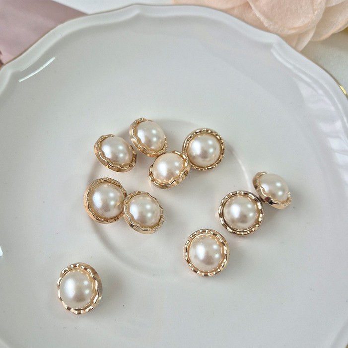 로모주 골드 라인 진주알 단추 10p 세트 고급스러운 광택 18mm 23mm