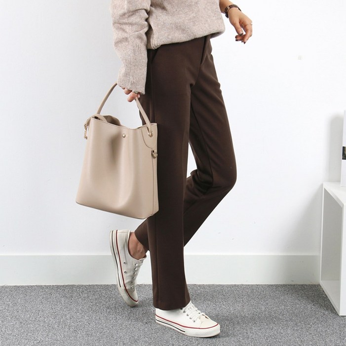 겨울 부드러운 촉감의 소프트 기모 슬랙스 기본밴딩 2버전 빅사이즈여성의류