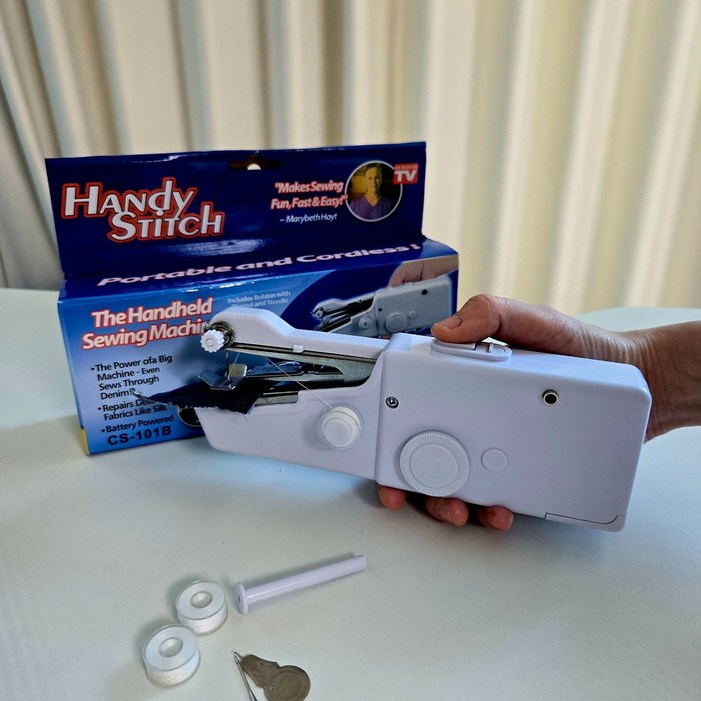 슈렌다 휴대용 핸드 미싱기 자동 미니재봉틀, 아이보리