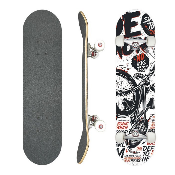 초보자용 31인치 더블킥보드 4륜 전문가용 트윈팁 스케이트보드 초보자용전연령대 안전 설계, 1개, 자전거