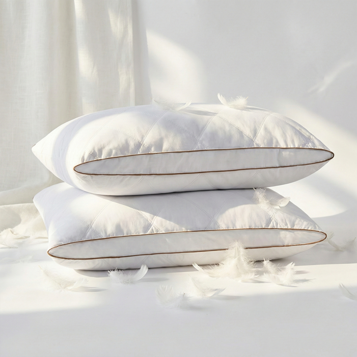 해이니 더블 라인 타원 구스다운 베개11, 2개, 화이트