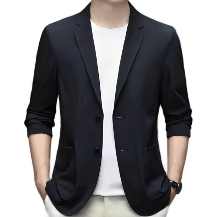 남자 구김 방지 초박형 아이스실크 정장 외투 나노급 아이스 실크 원단 시원하고 답답하지 않음 구김 방지 내마모 고급스럽고 체면 있음