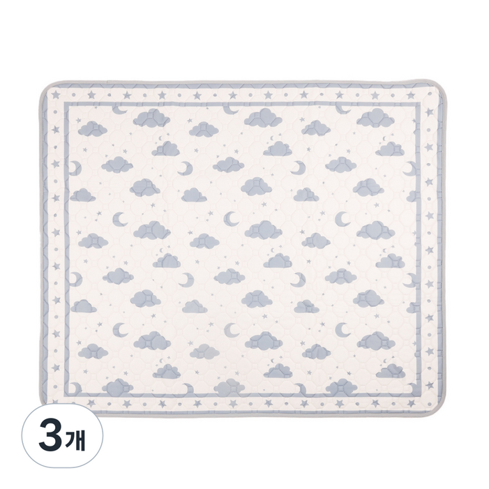 PLUPUP 자연감성 달 별 구름 로얄블루 재사용 강아지 배변패드 흡수력UP 미끄럼방지 2장세트, 3개, 2개입