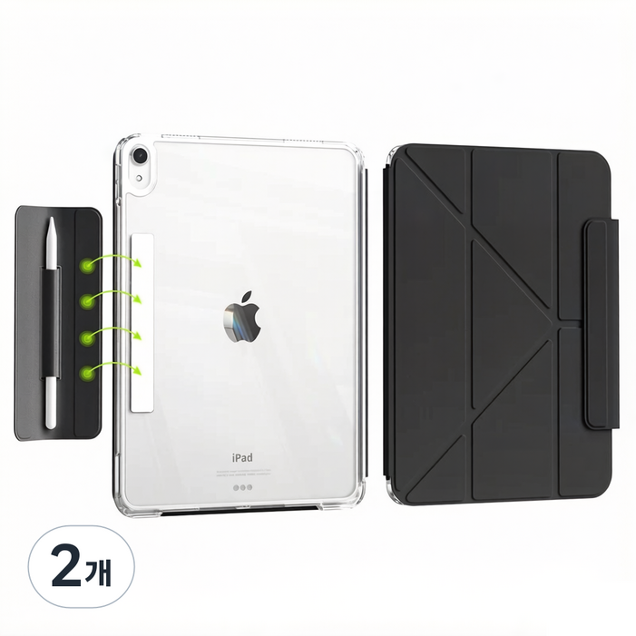 AOUB iPad 보호 케이스 Air 11인치(M4) Y자형 멀티 앵글 접이식 스탠드 iPad10/11/12세대 자석 분할 Pro 11인치 자동 각성 휴면 연필 보관 무료 배송