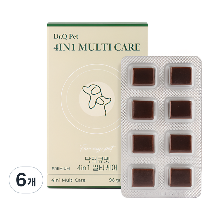 특허 유산균닥터큐펫 4IN1 멀티케어 강아지유산균 장 면역력 피부 구강, 32정, 종합영양제, 6개