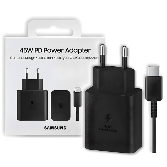 삼성전자 45W PD 초고속 충전기 절전형 USB C to C 케이블 1.8m 세트 삼성전자 45W PD 초고속 충전기 절전형 USB C to C 케이블 1.8m 세트