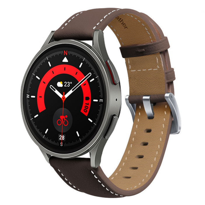 루아러블 갤럭시워치 프리미엄 가죽밴드 스트랩, 다크브라운, 1개