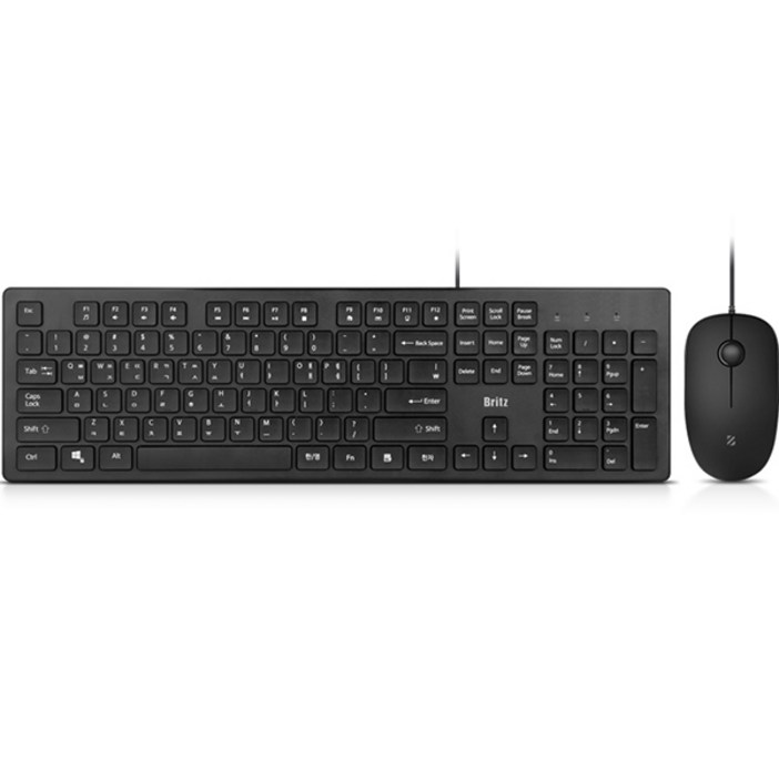 브리츠 유선 키보드 + 마우스 콤보 세트, BK200C, 일반형, 블랙