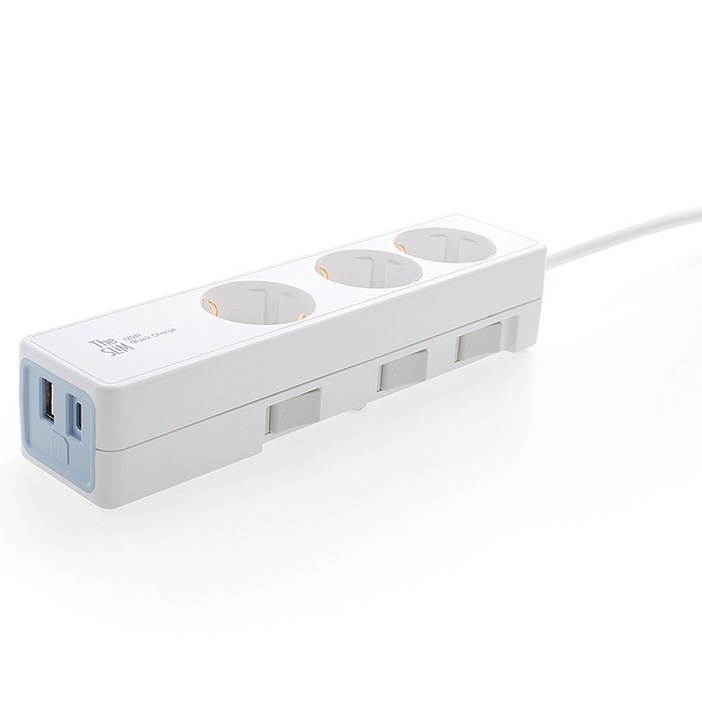더슬림 개별형 USB 멀티탭 전선형 3구 SY-SB3 USB CT45, 화이트, 1개, 1.5m