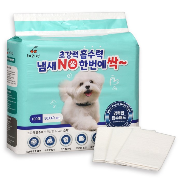 체리멍 한번에 싹 배변패드 레몬향, 1개, 100개입 체리멍 한번에 싹 배변패드 레몬향, 1개, 100개입