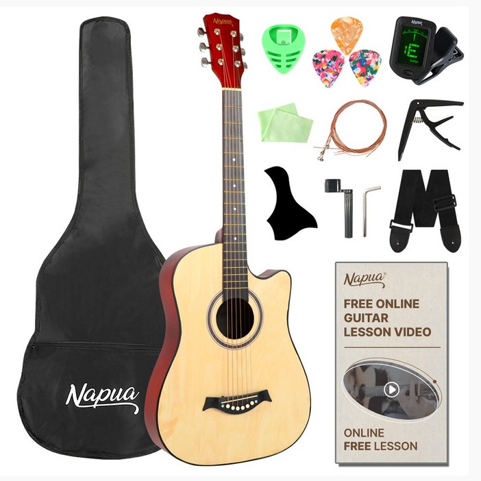 나푸아 어쿠스틱 입문용 통기타 동영상 강좌 풀세트, NG127, 혼합색상, 1개