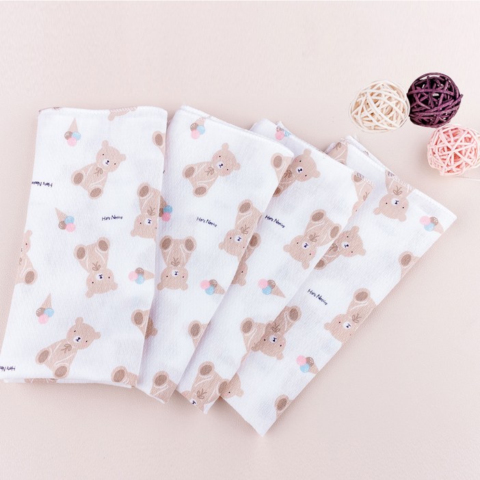 한스네이처 신생아용 캐릭터 가제 엠보 손수건 10p