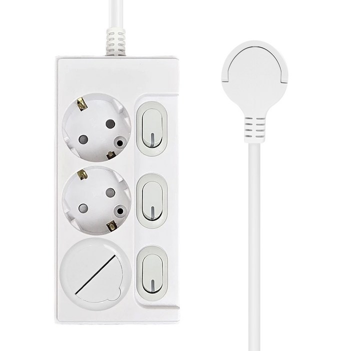 원스탑 제로갭 슬림 개별 스위치 멀티탭 3구 16A + 안전커버