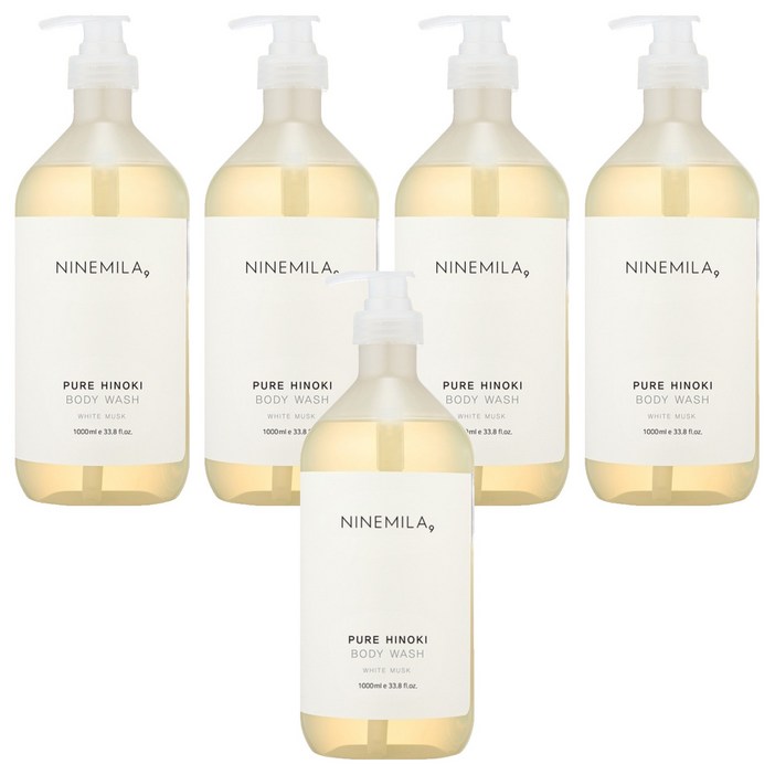 나인밀라 퓨어 히노끼 바디워시 화이트 머스크향, 1L, 5개