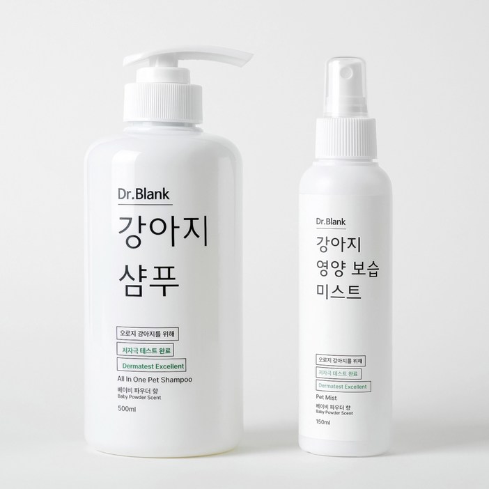 닥터블랭크 반려견 저자극 샴푸 500ml 미스트 150ml 세트 플럼레인향, 1세트