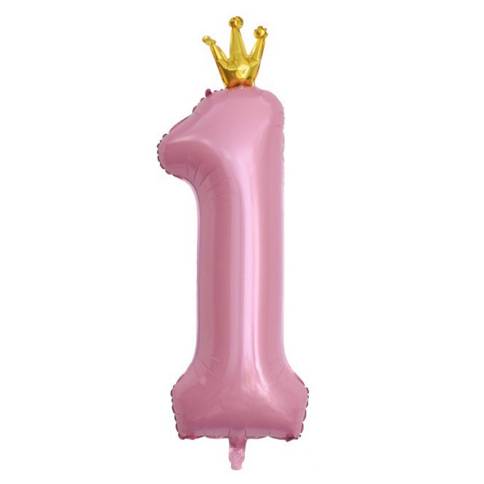이자벨홈 생일파티 왕관 숫자 풍선 1 초대형, 핑크, 1개