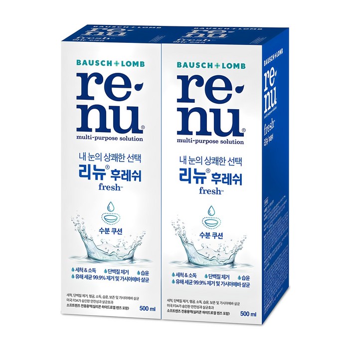 리뉴 후레쉬 렌즈 세정액, 500ml, 2개 리뉴 후레쉬 렌즈 세정액, 500ml, 2개