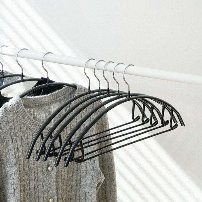 샤바스 논슬립 어깨뿔방지 옷걸이, 블랙, 100개