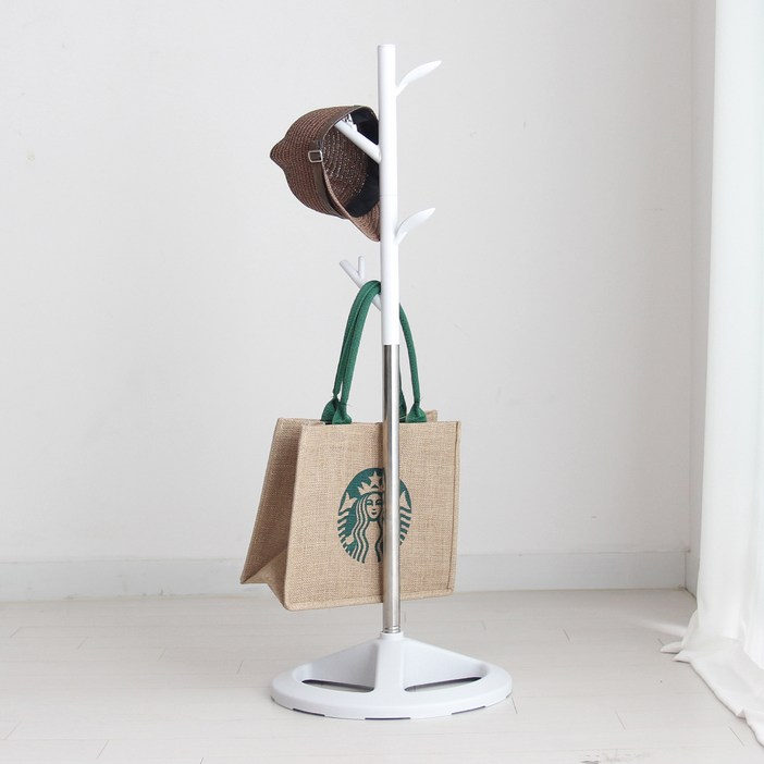 올리빙 국내산 스탠드 가방걸이 나무형, 화이트